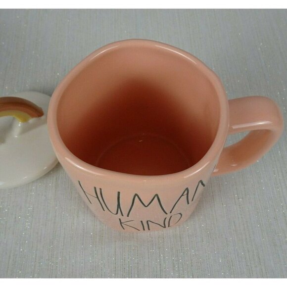 New RAE DUNN Rainbow 🌈 Figural Coffee Mug Human Kind Blush Pink With Lid Decor - Picture 9 of 12